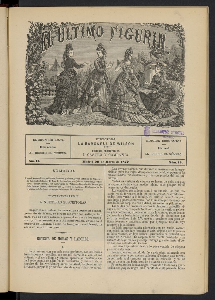 Miniatura de El Último Figurín del 29 de marzo de 1872, nº 12