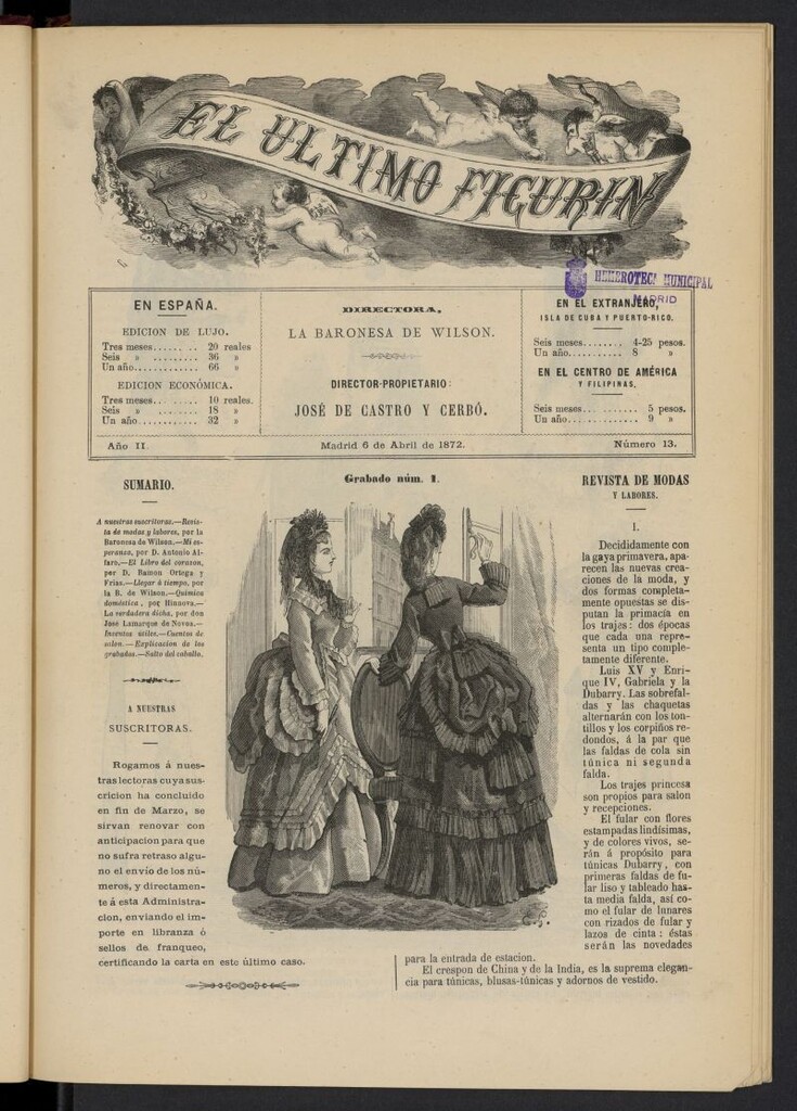 Miniatura de El Último Figurín del 6 de abril de 1872, nº 13