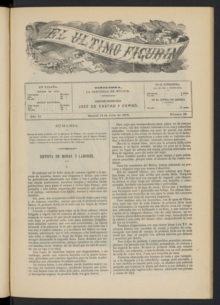 Miniatura de El Último Figurín del 13 de julio de 1872, nº 26