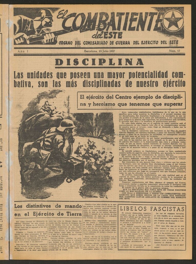 Miniatura de El combatiente del Este (Barcelona.1937) del 23 de julio de 1937