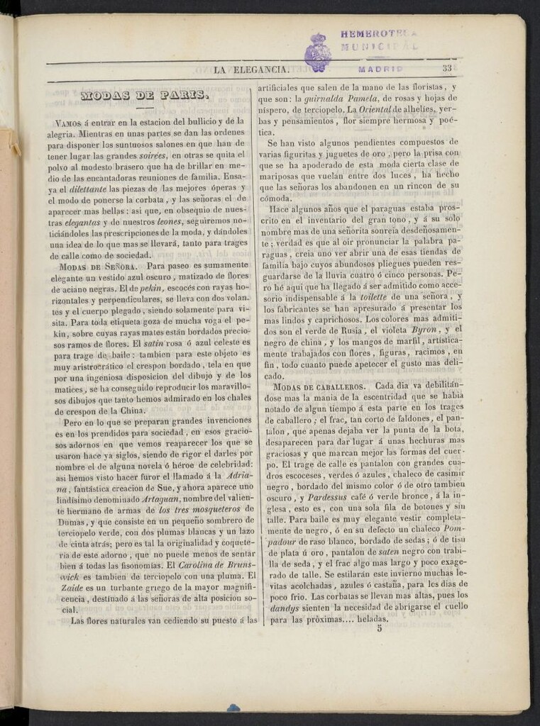 Miniatura de Elegancia: boletín del Gran Tono de 1846, nº 5
