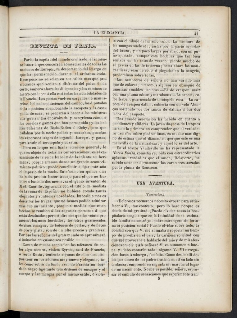 Miniatura de Elegancia: boletín del Gran Tono de 1846, nº 6
