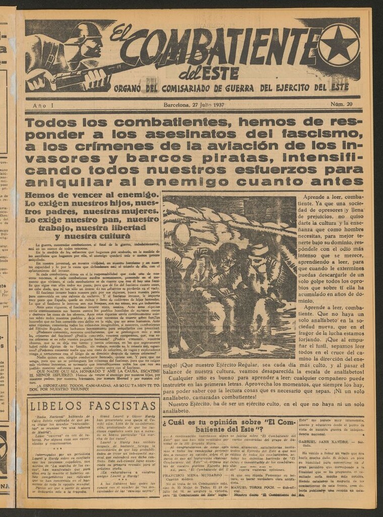 Miniatura de El combatiente del Este (Barcelona.1937) del 27 de julio de 1937