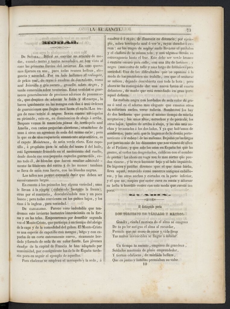 Miniatura de Elegancia: boletín del Gran Tono de 1846, nº 10
