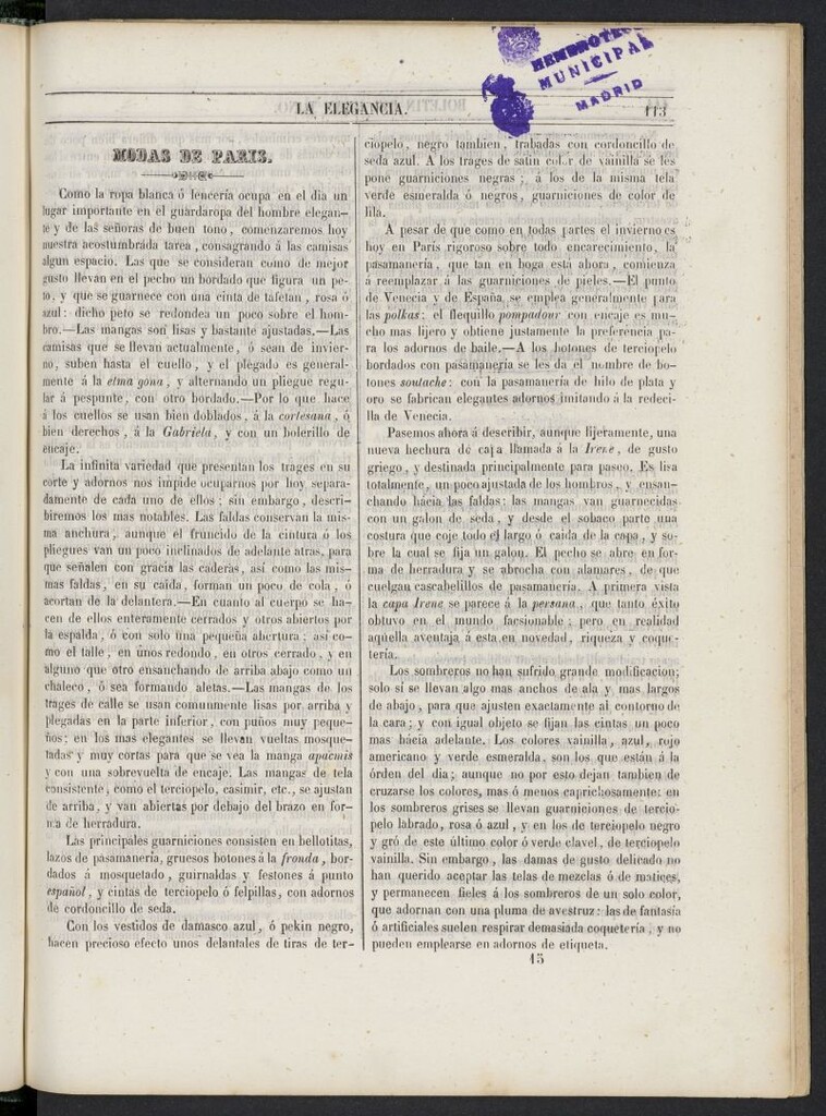 Miniatura de Elegancia: boletín del Gran Tono de 1846, nº 15