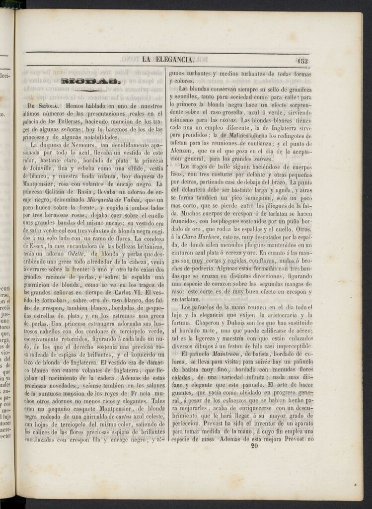 Miniatura de Elegancia: boletín del Gran Tono de 1846, nº 20