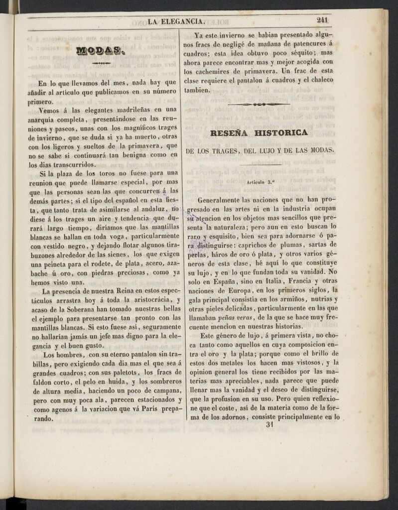 Miniatura de Elegancia: boletín del Gran Tono de 1846, nº 31