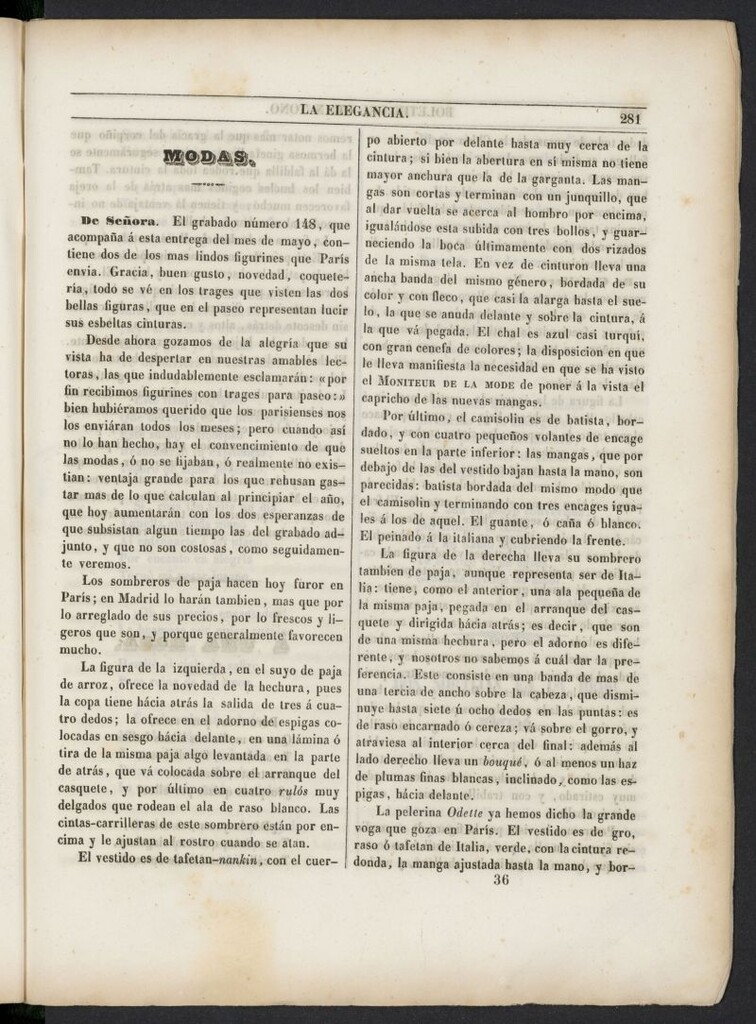 Miniatura de Elegancia: boletín del Gran Tono de 1847, nº 36