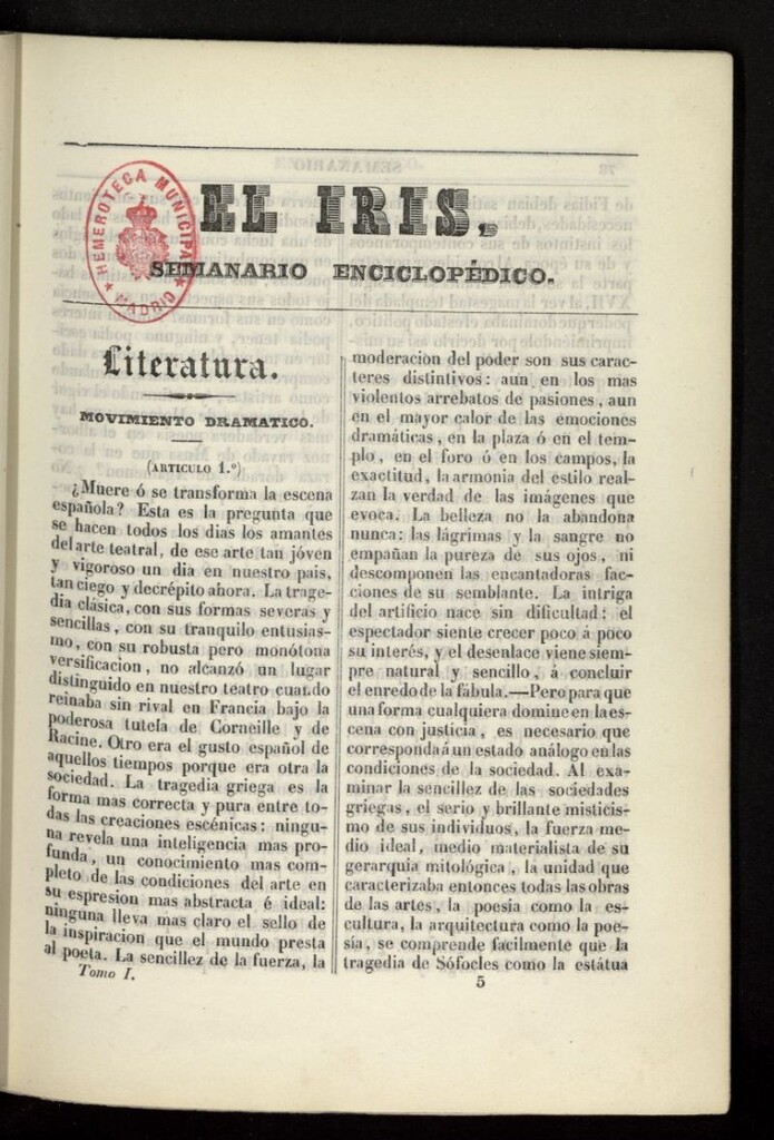 Miniatura de El Iris: semanario enciclopédico (Tomo I) de 1841, nº 5