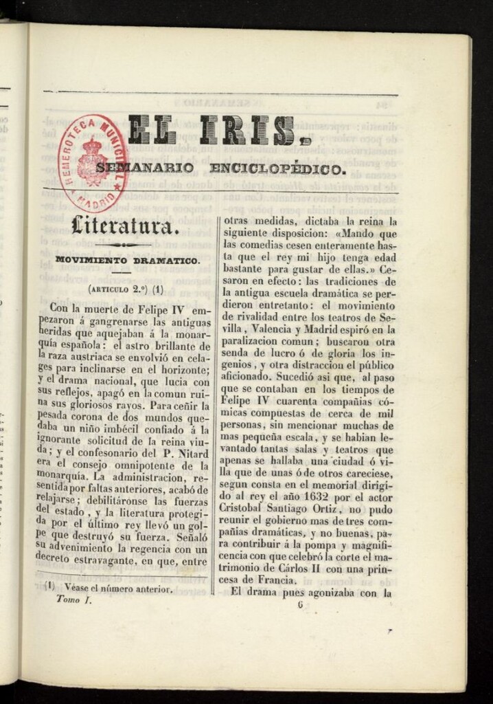 Miniatura de El Iris: semanario enciclopédico (Tomo I) de 1841, nº 6