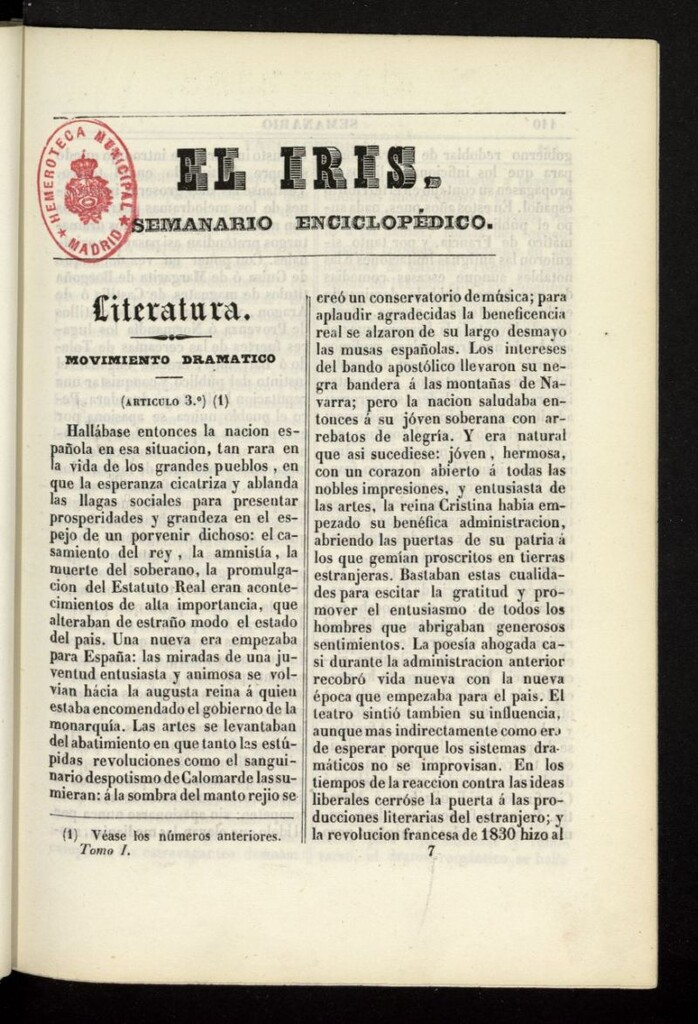 Miniatura de El Iris: semanario enciclopédico (Tomo I) de 1841, nº 7