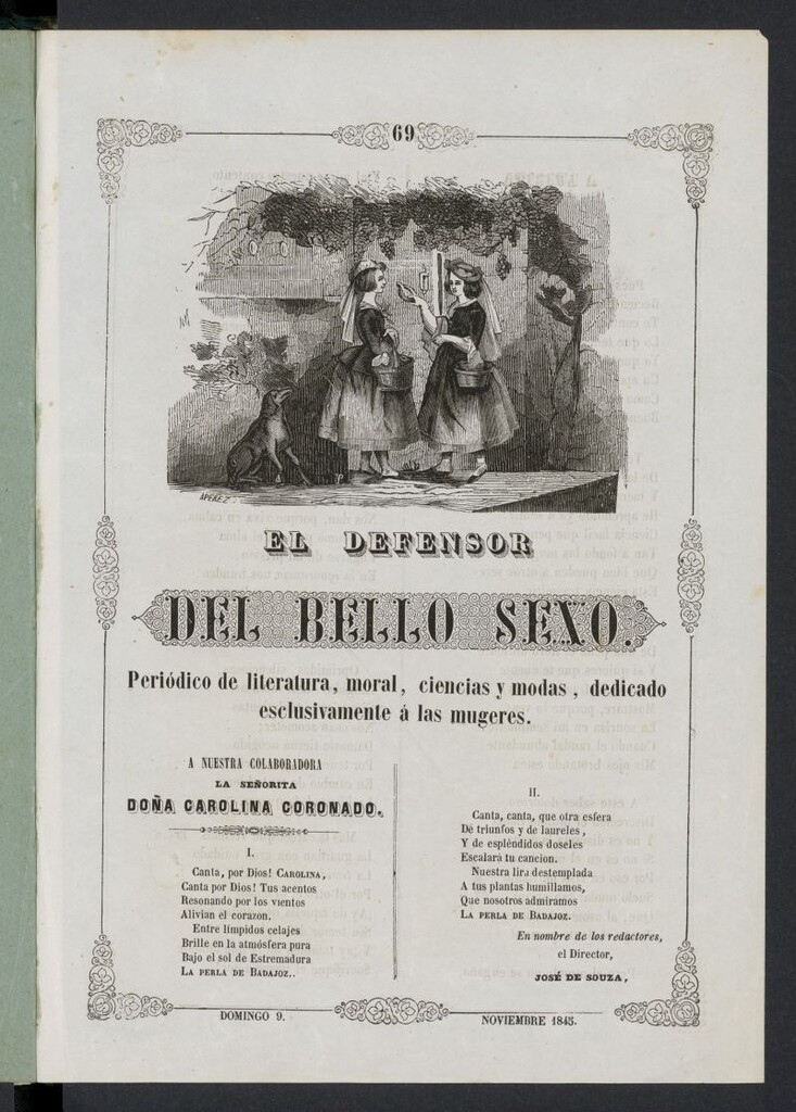 Miniatura de El Defensor del Bello Sexo del 9 de noviembre de 1845
