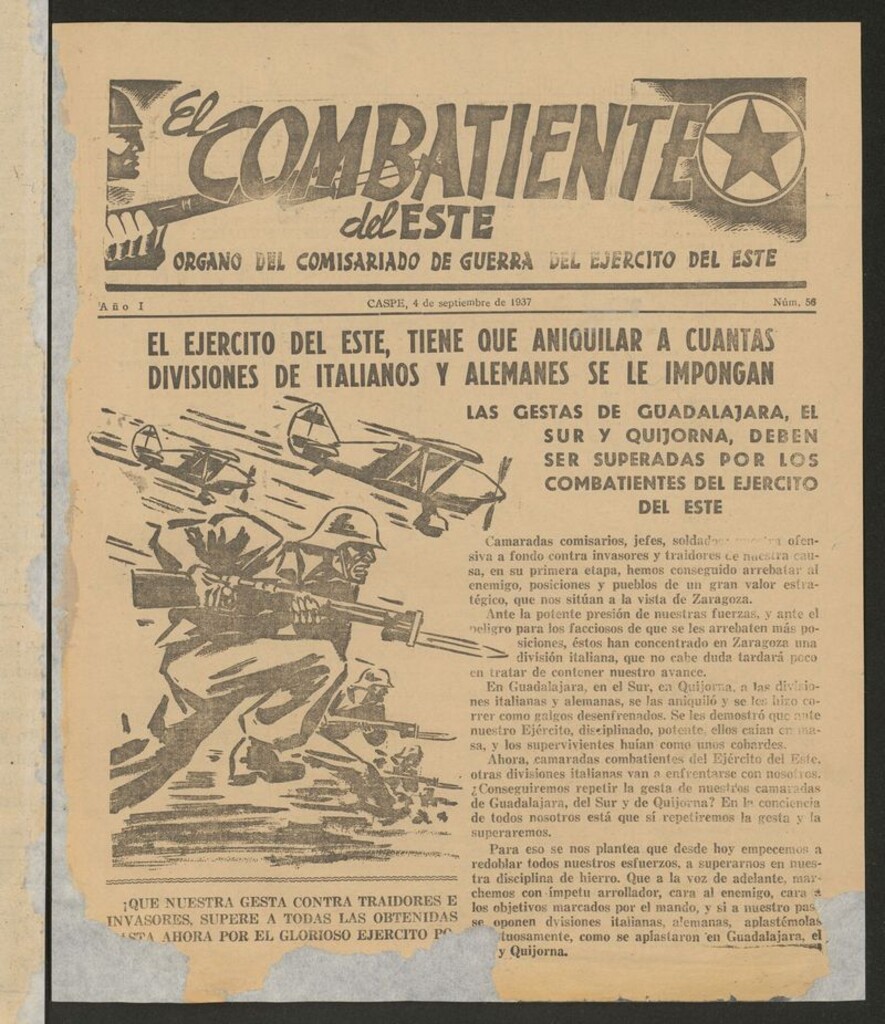 Miniatura de El combatiente del Este (Barcelona.1937) del 4 de septiembre de 1937