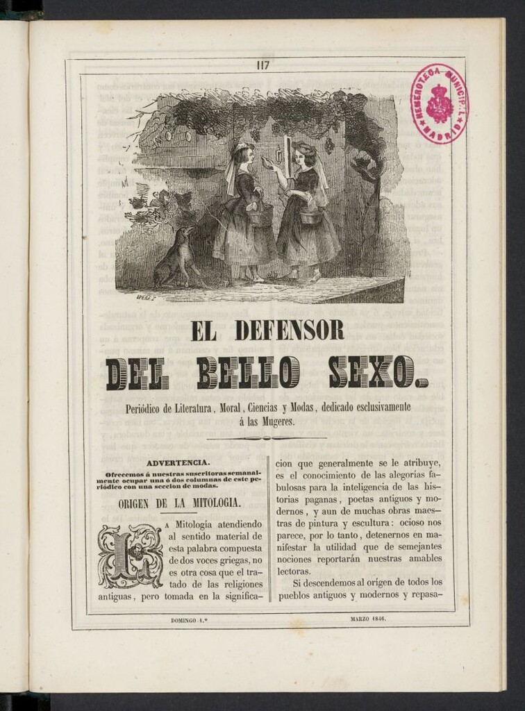 Miniatura de El Defensor del Bello Sexo del 1 de marzo de 1846
