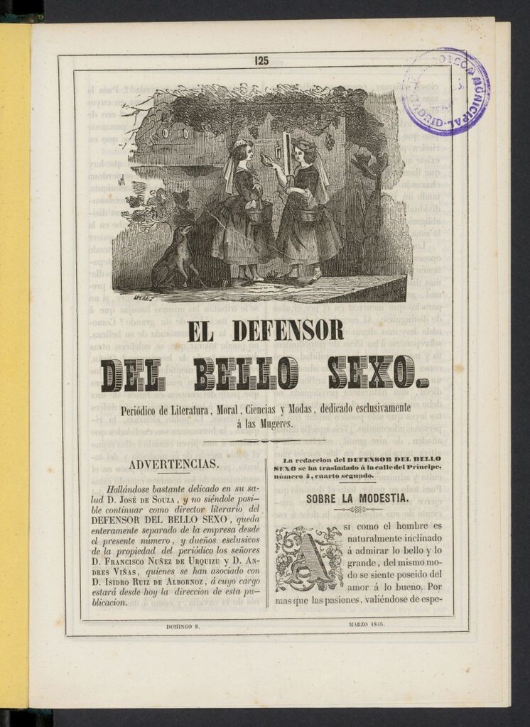 Miniatura de El Defensor del Bello Sexo del 8 de marzo de 1846