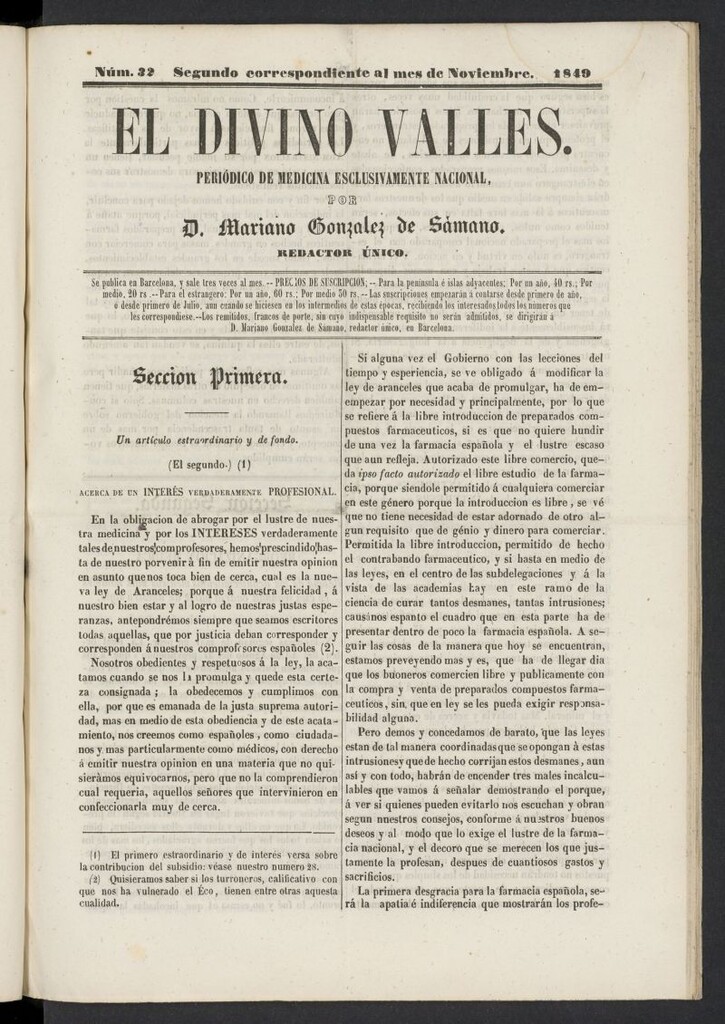 Miniatura de El Divino Vallés del 2 de noviembre de 1849, nº 32