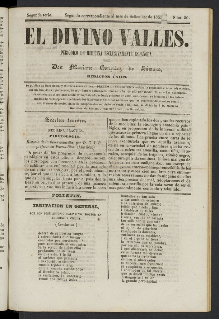 Miniatura de El Divino Vallés del 2 de septiembre de 1853, nº 50