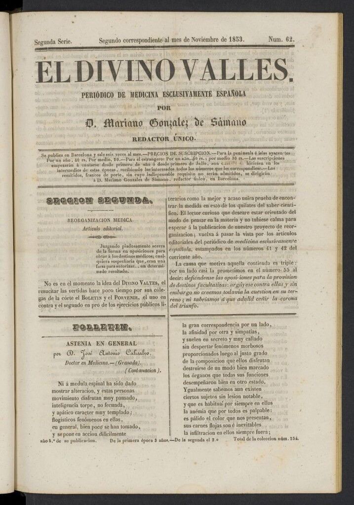 Miniatura de El Divino Vallés del 2 de noviembre de 1853, nº 62