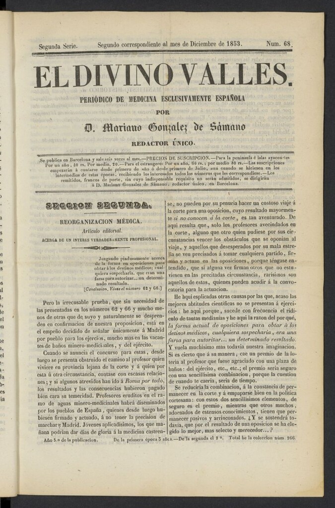 Miniatura de El Divino Vallés del 2 de diciembre de 1853, nº 68