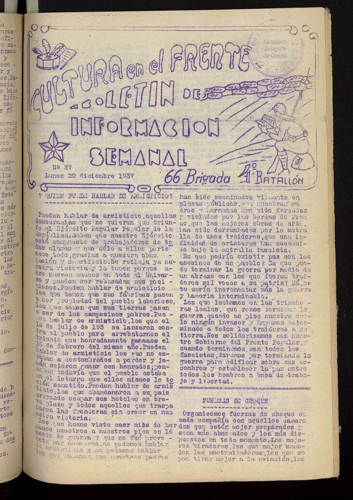 Miniatura de Cultura en el Frente: boletín de información semanal del 20 de diciembre de 1937