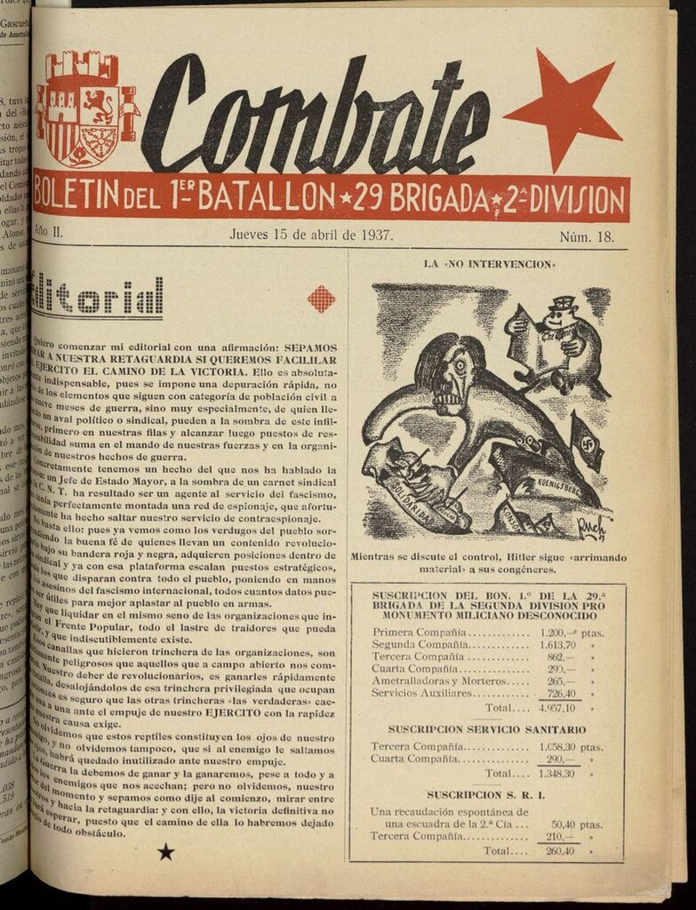 Miniatura de Combate (Cercedilla, 1937) del 15 de abril de 1937