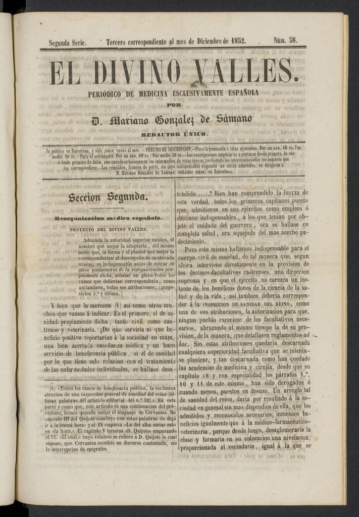 Miniatura de El Divino Vallés del 3 de diciembre de 1852, nº 58