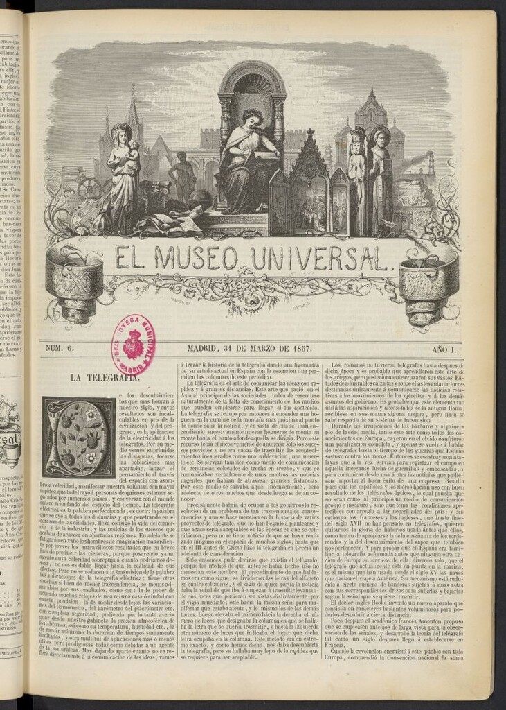 Miniatura de El Museo Universal : periódico de ciencias, literatura, artes, industria y conocimientos útiles del 31 de marzo de 1857, nº 6