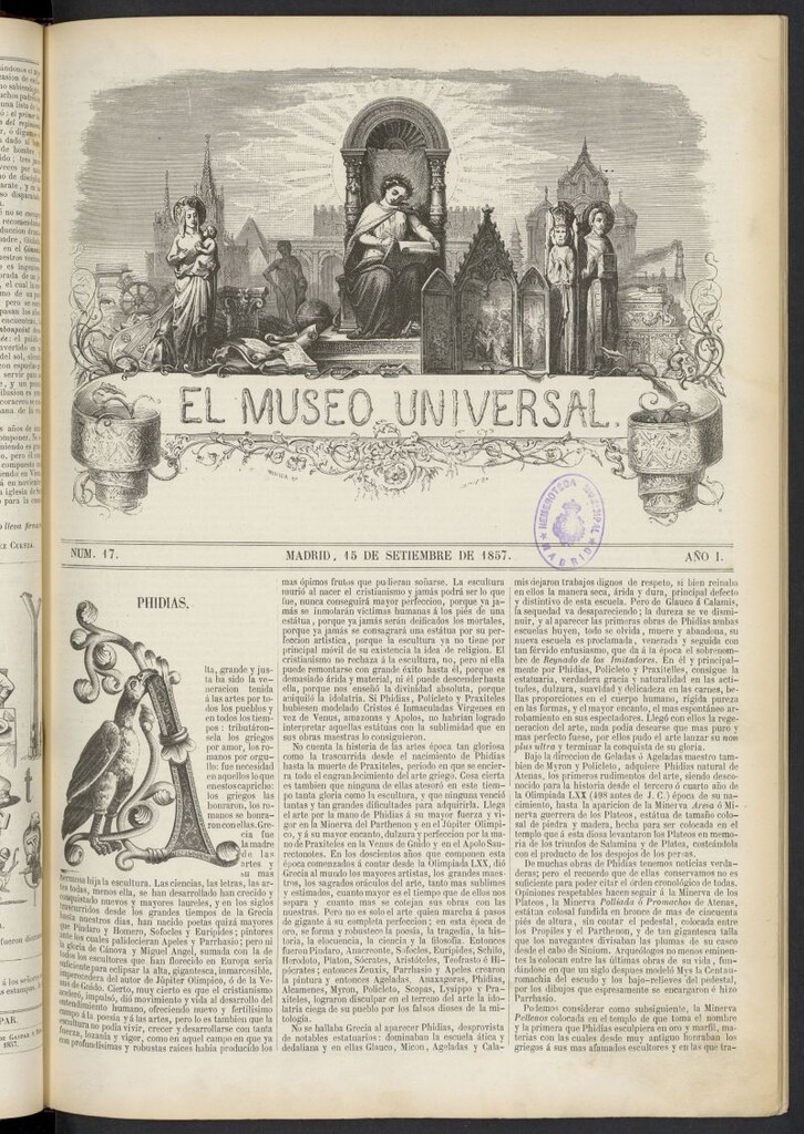 Miniatura de El Museo Universal : periódico de ciencias, literatura, artes, industria y conocimientos útiles del 15 de septiembre de 1857, nº 17