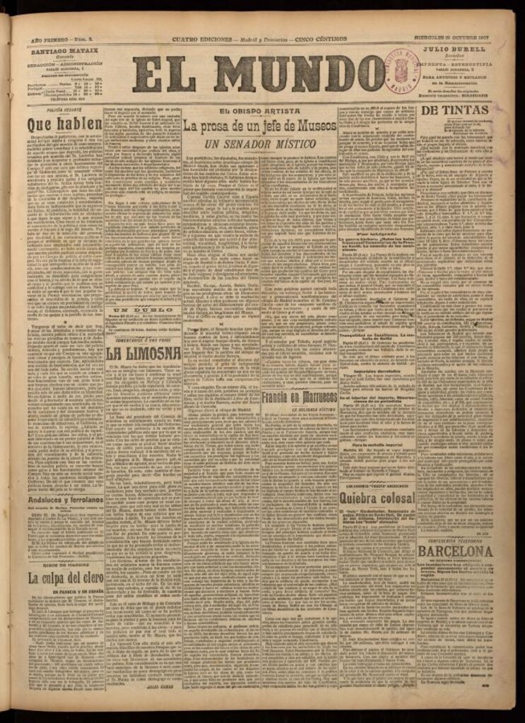 Miniatura de El Mundo del 23 de octubre de 1907, edición de Madrid