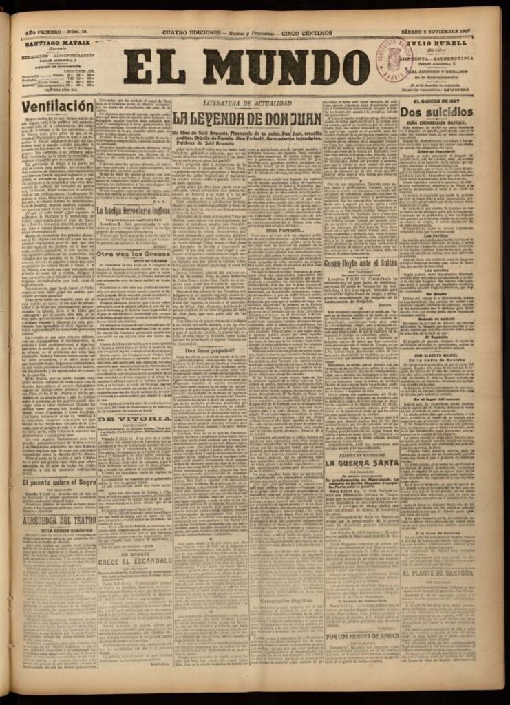 Miniatura de El Mundo del 2 de noviembre de 1907, edición de Madrid