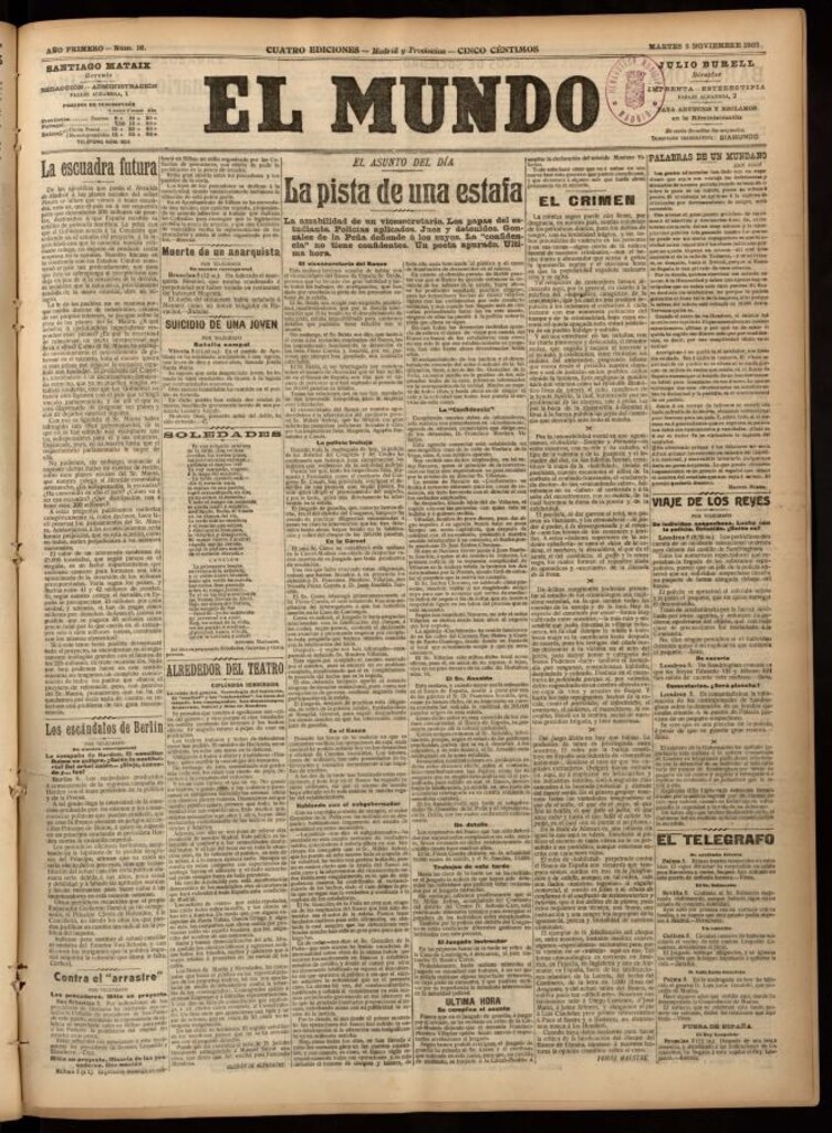 Miniatura de El Mundo del 5 de noviembre de 1907, edición de Madrid
