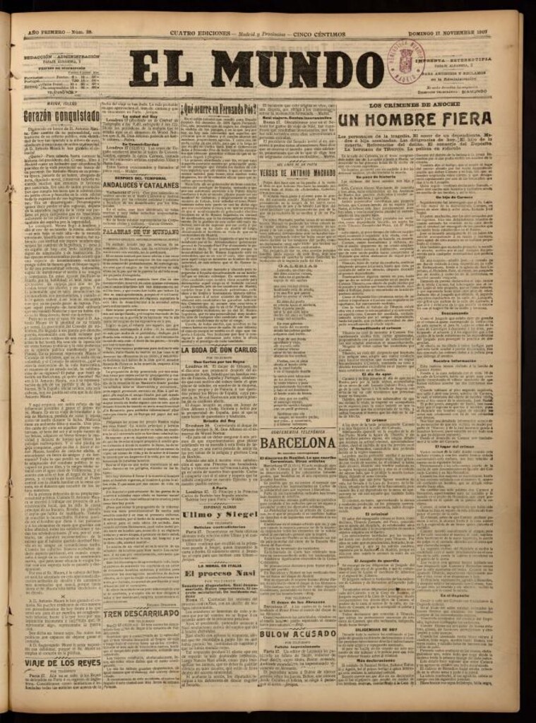 Miniatura de El Mundo del 17 de noviembre de 1907, edición de Madrid
