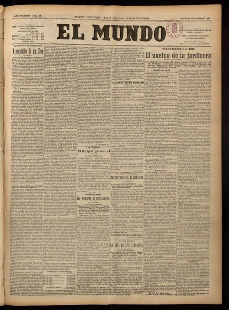 Miniatura de El Mundo del 18 de noviembre de 1907, edición de Madrid