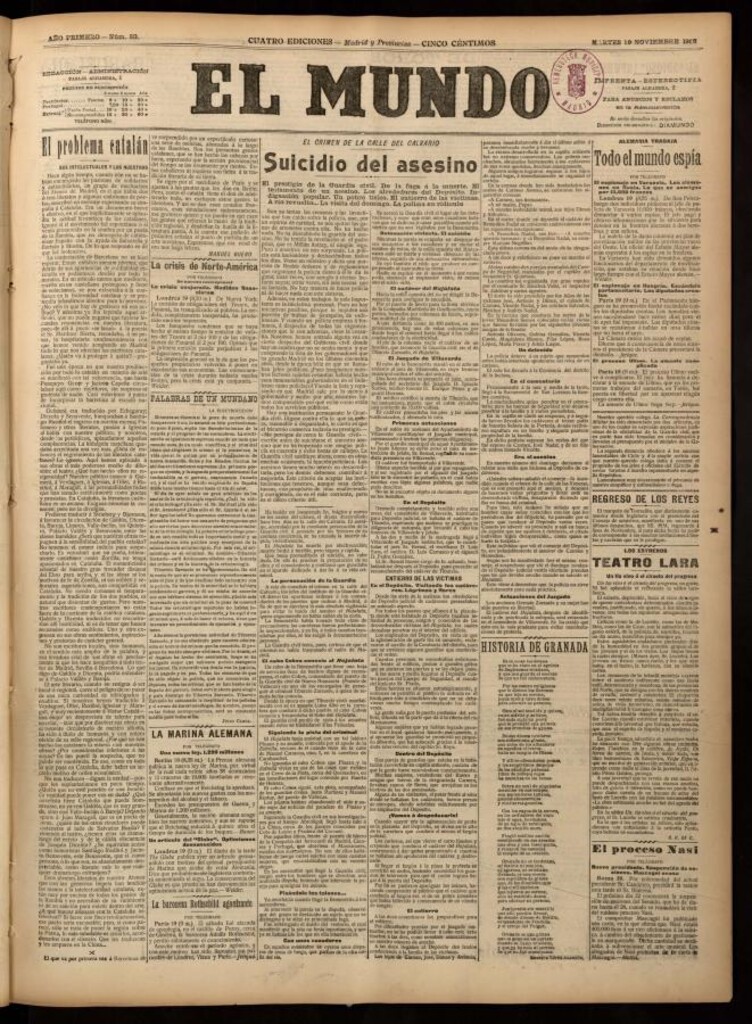 Miniatura de El Mundo del 19 de noviembre de 1907, edición de Madrid