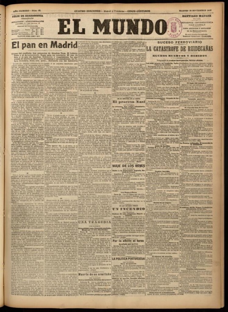 Miniatura de El Mundo del 26 de noviembre de 1907, edición de Madrid