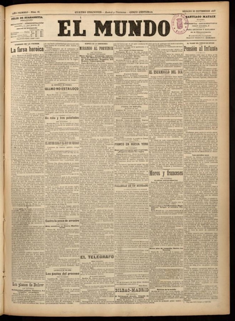 Miniatura de El Mundo del 30 de noviembre de 1907, edición de Madrid