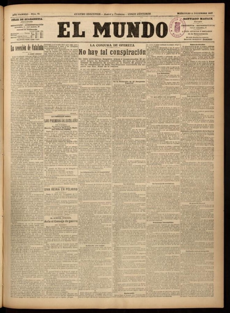 Miniatura de El Mundo del 11 de diciembre de 1907, edición de Madrid