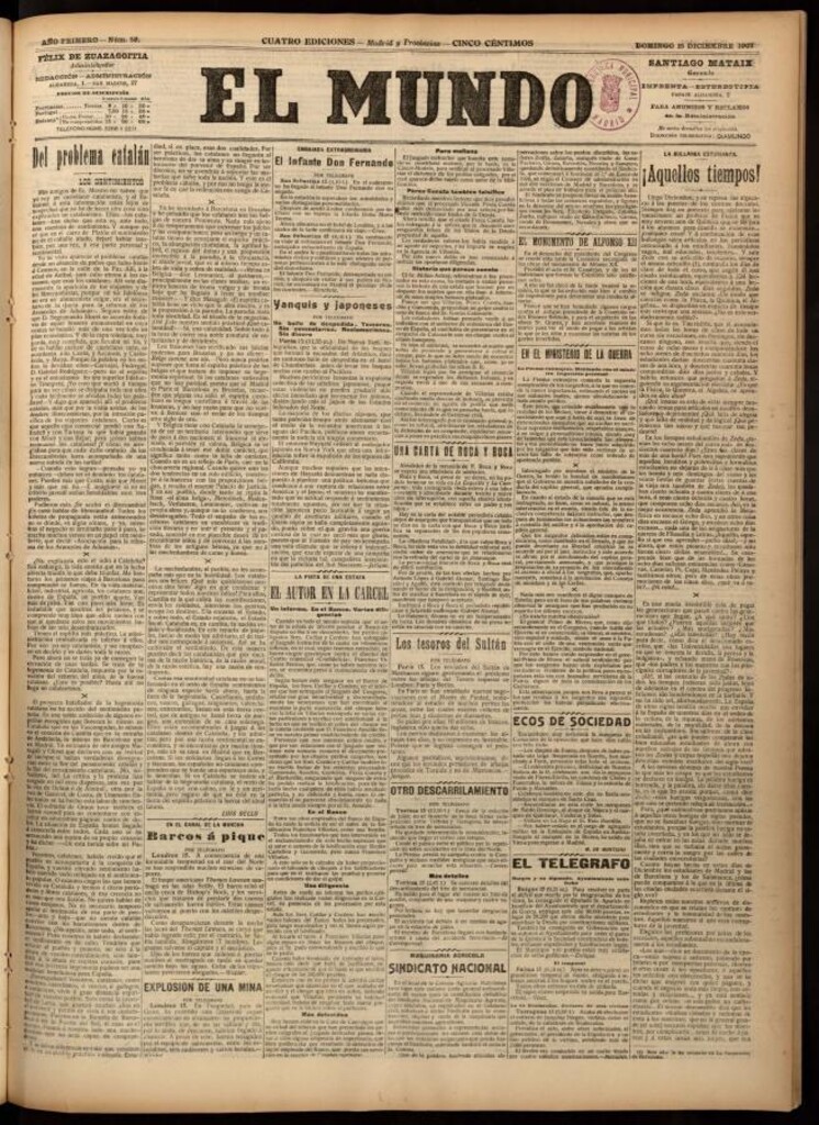 Miniatura de El Mundo del 15 de diciembre de 1907, edición de Madrid