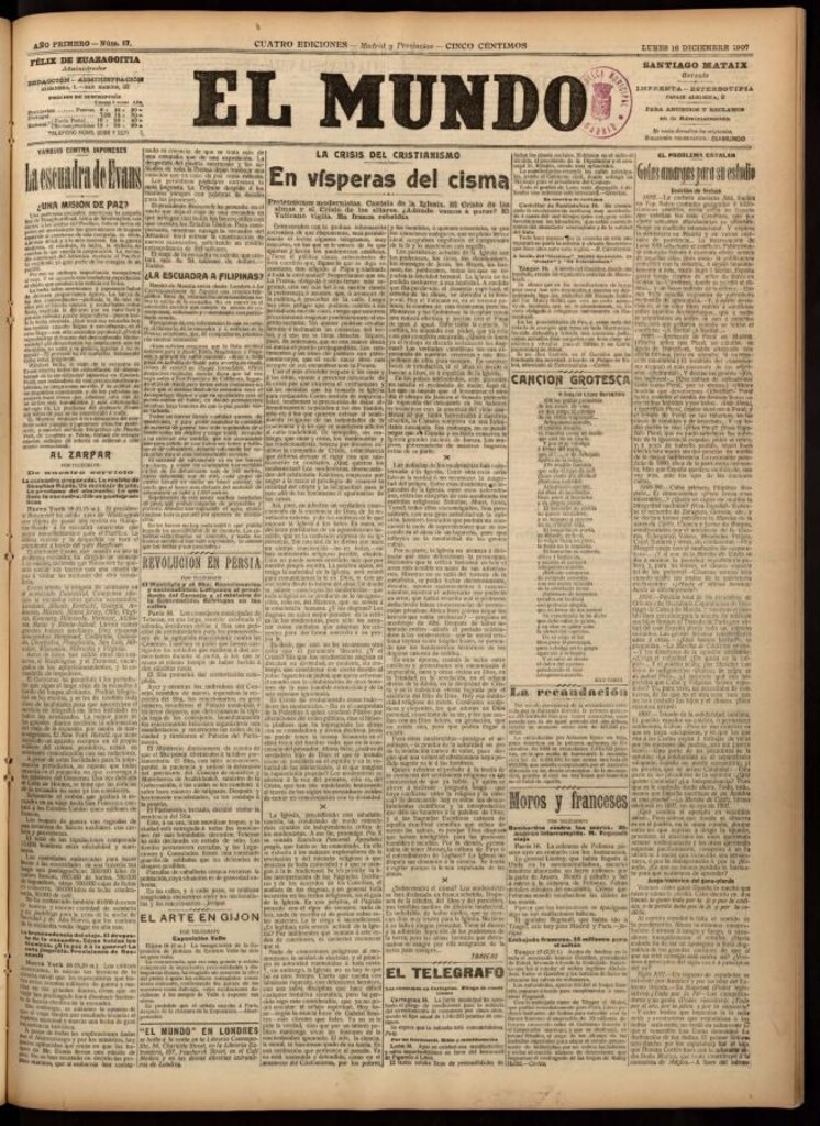 Miniatura de El Mundo del 16 de diciembre de 1907, edición de Madrid