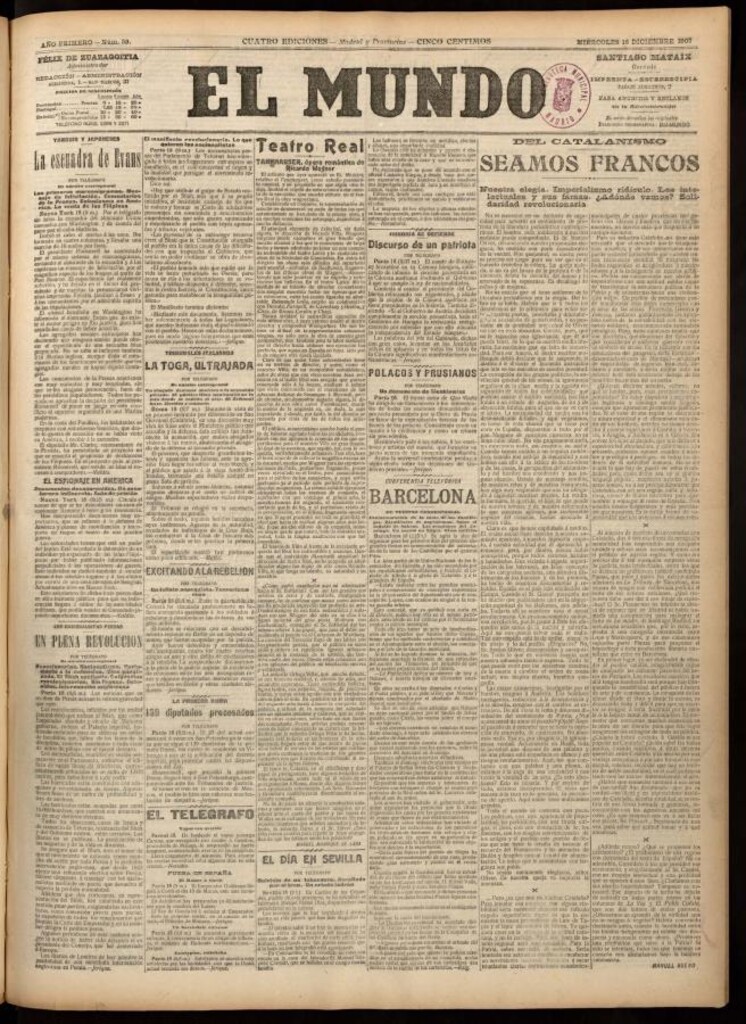 Miniatura de El Mundo del 18 de diciembre de 1907, edición de Madrid