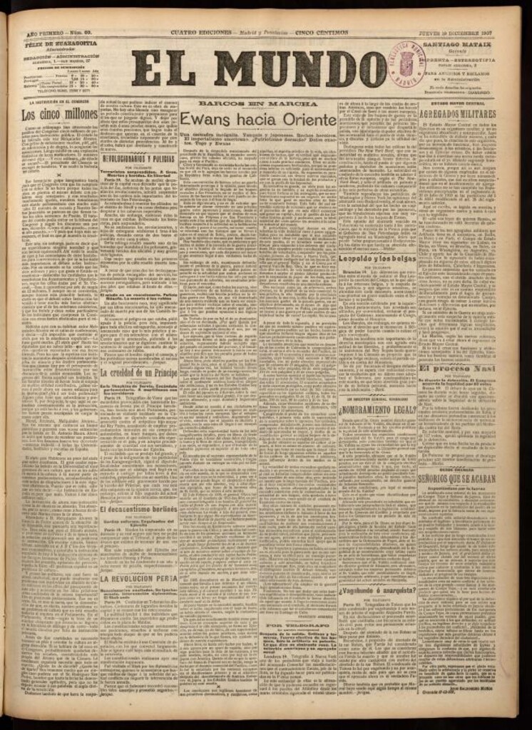 Miniatura de El Mundo del 19 de diciembre de 1907, edición de Madrid