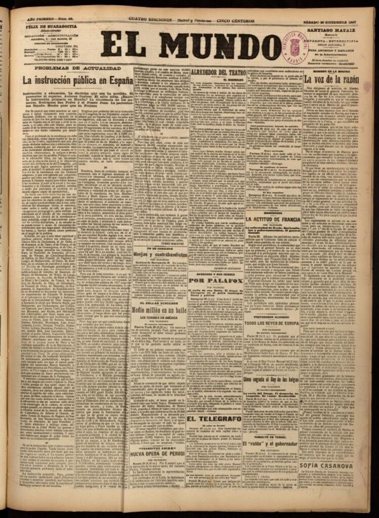 Miniatura de El Mundo del 28 de diciembre de 1907, edición de Madrid