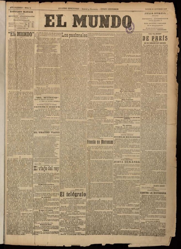 Miniatura de El Mundo del 21 de octubre de 1907, edición de provincias