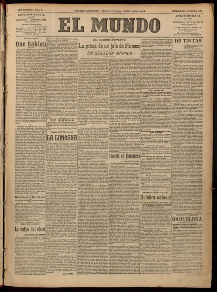Miniatura de El Mundo del 23 de octubre de 1907, edición de provincias