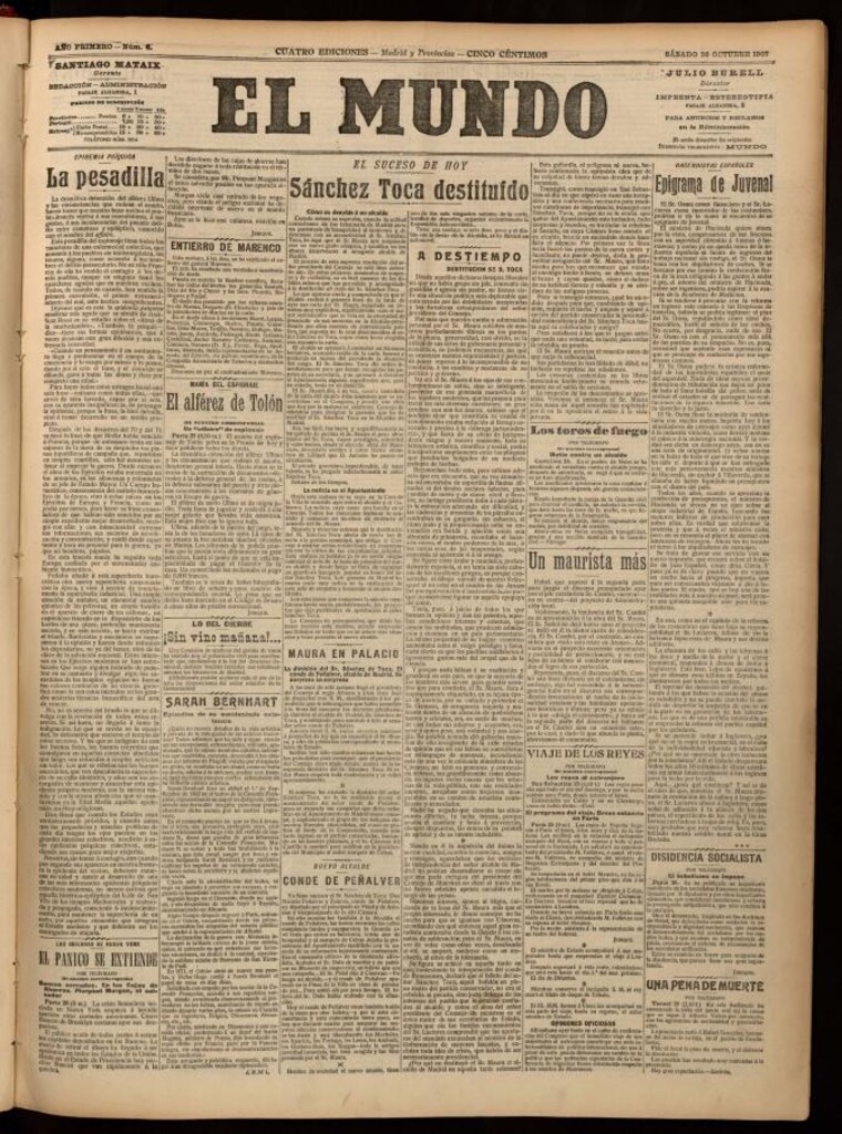 Miniatura de El Mundo del 26 de octubre de 1907, edición de provincias