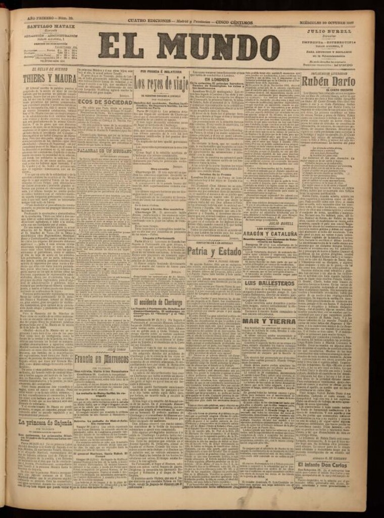Miniatura de El Mundo del 30 de octubre de 1907, edición de provincias