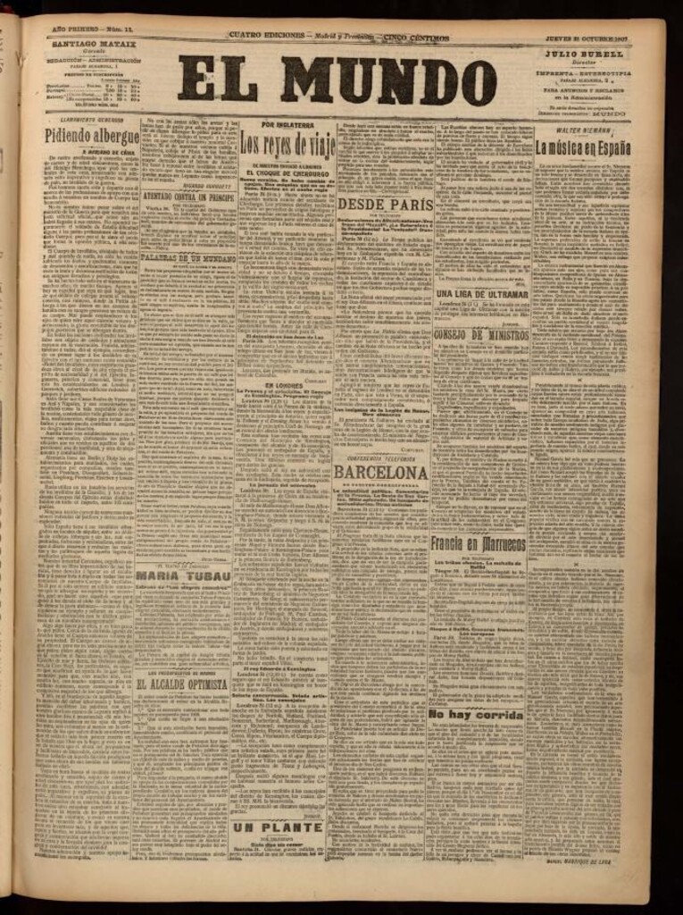 Miniatura de El Mundo del 31 de octubre de 1907, edición de provincias