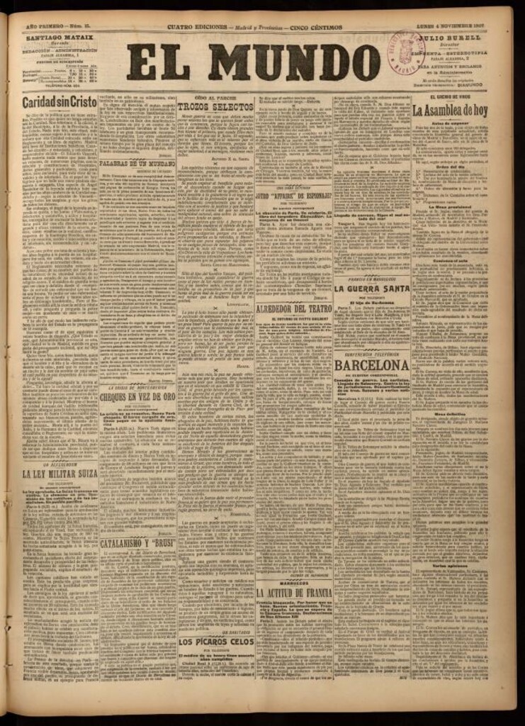 Miniatura de El Mundo del 4 de noviembre de 1907, edición de provincias