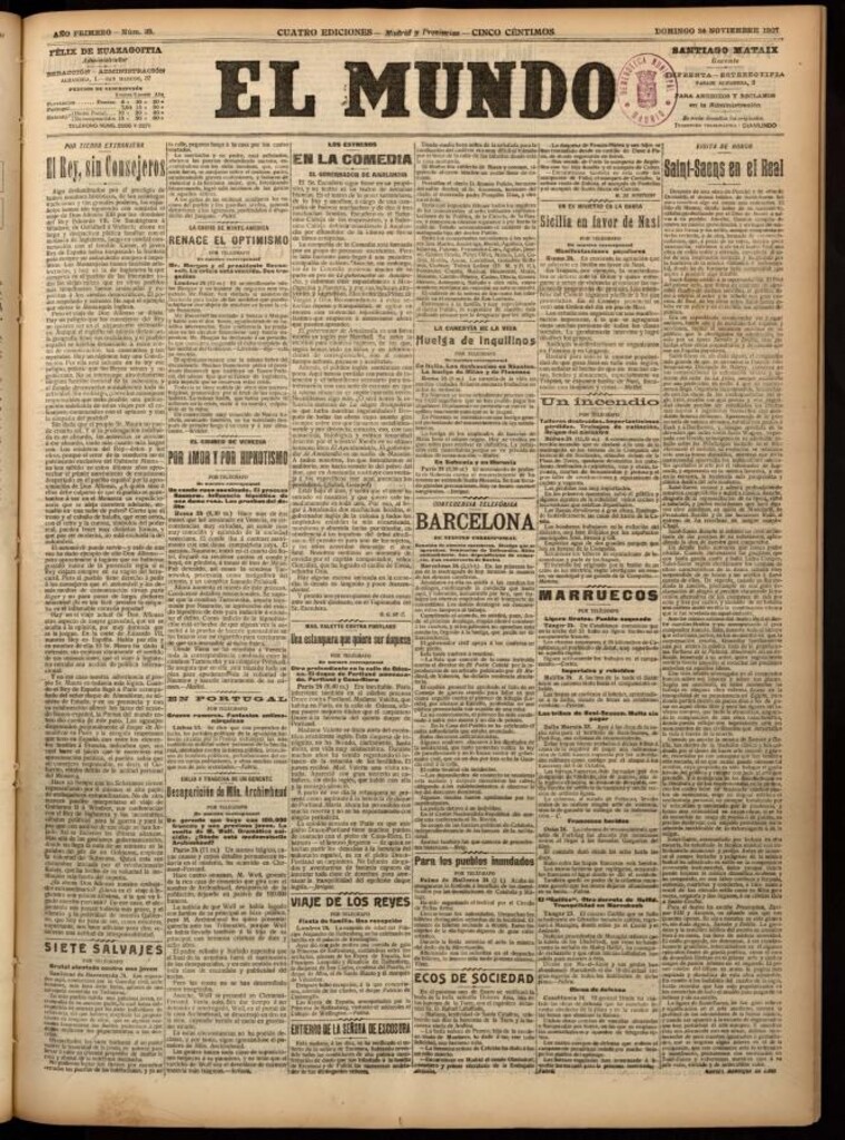 Miniatura de El Mundo del 24 de noviembre de 1907, edición de provincias