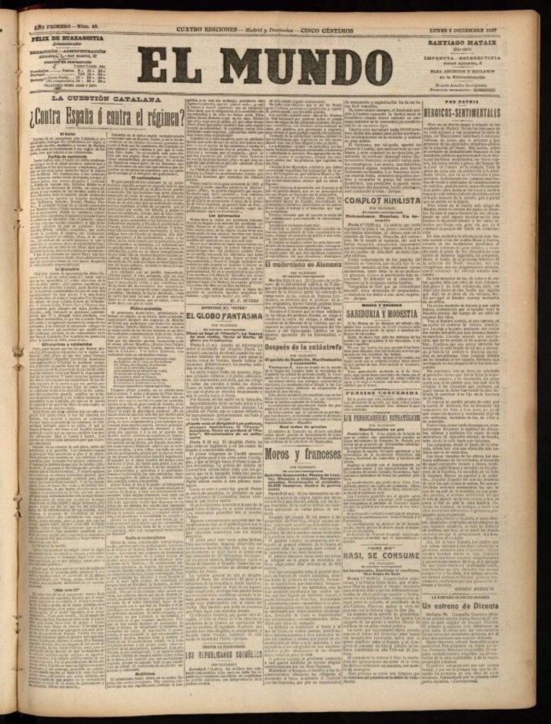 Miniatura de El Mundo del 2 de diciembre de 1907, edición de provincias